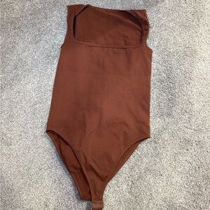 Brown High Neck Sleeveless Bodysuit